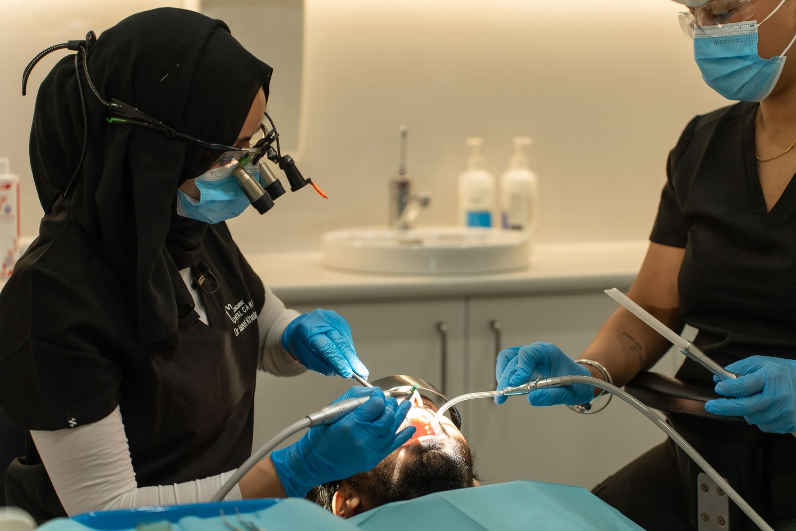 Dental treatment in progress