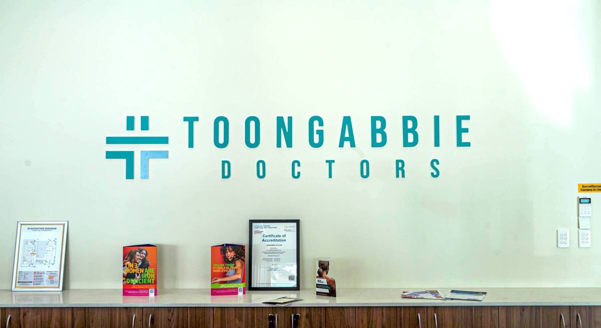 Toongabbie Doctors sign at reception